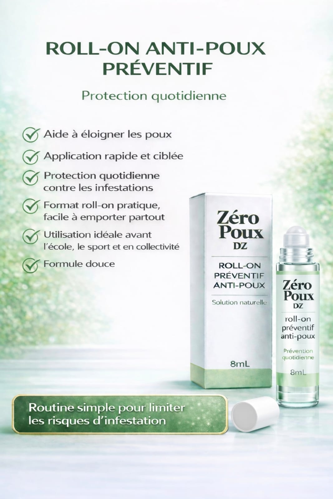 Roll-On Anti-Poux Préventif – Protection Quotidienne | Zéro Poux DZ